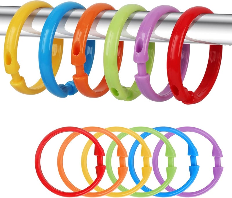Ulable Premium Plastic Shower Curtain Rings Shower Shower Curtain Rings-12 Pack- Plastic Shower Curtain Hooks O-Shaped Rings (O-Shape,Rainbow,12Pcs) - Image 1
